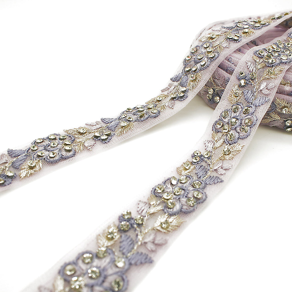 LILAC STONE EMBROIDERED TRIM - sarahi.NYC