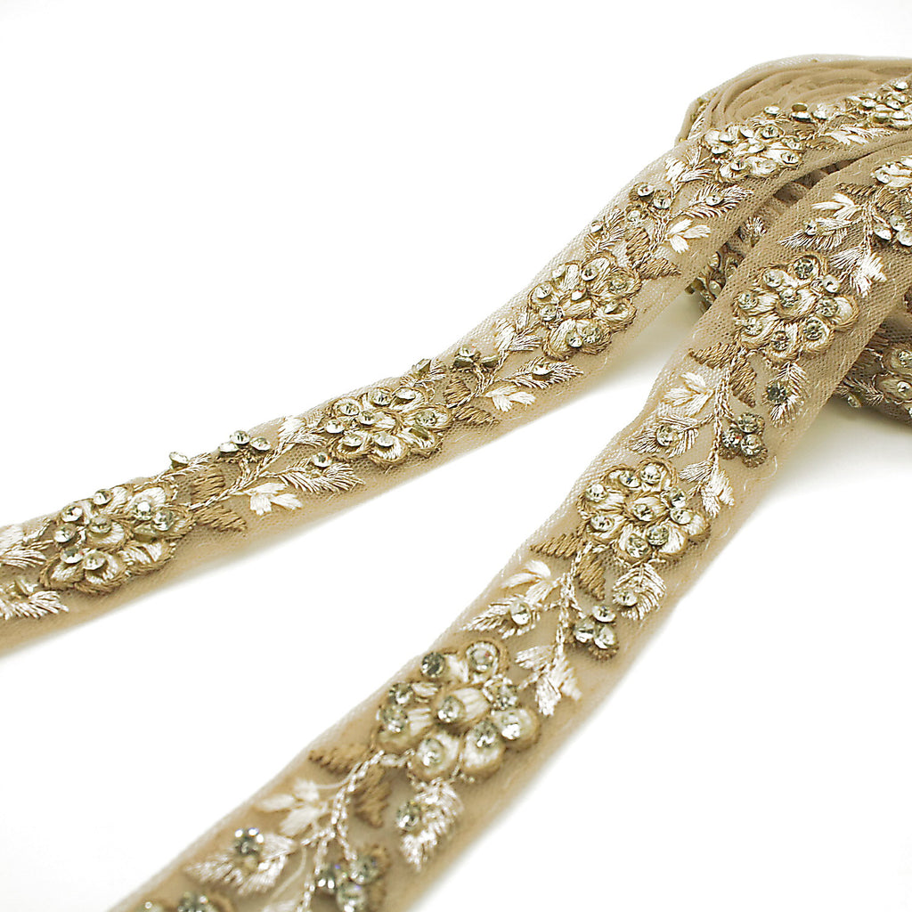 BROWN RHINESTONE RIBBON TRIM - sarahi.NYC