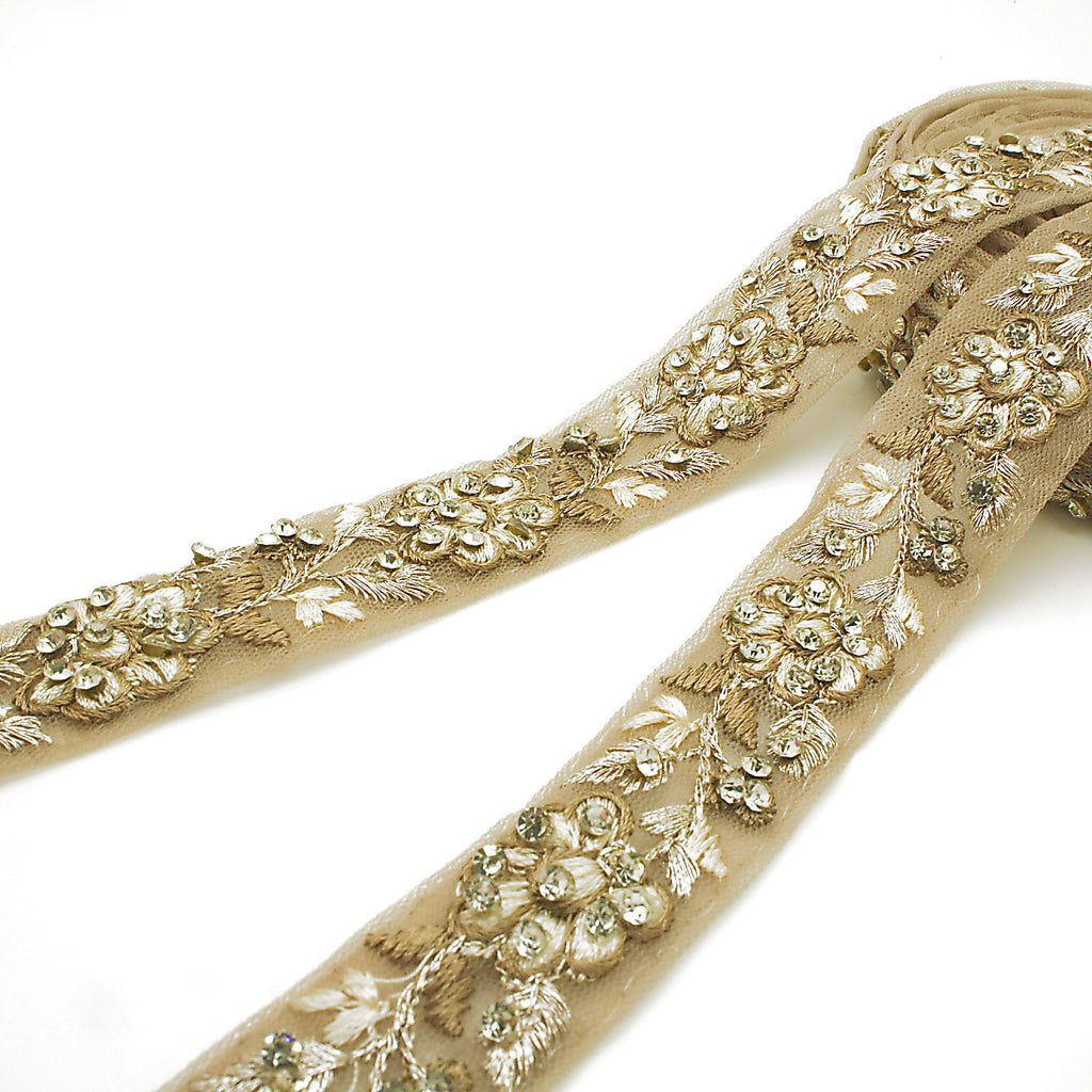 BROWN RHINESTONE RIBBON TRIM - sarahi.NYC