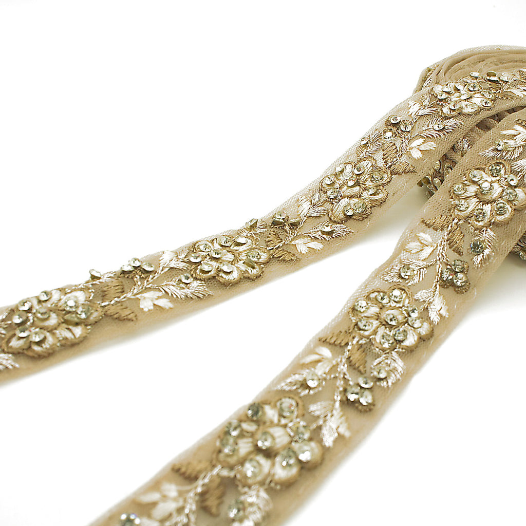 BROWN RHINESTONE RIBBON TRIM - sarahi.NYC