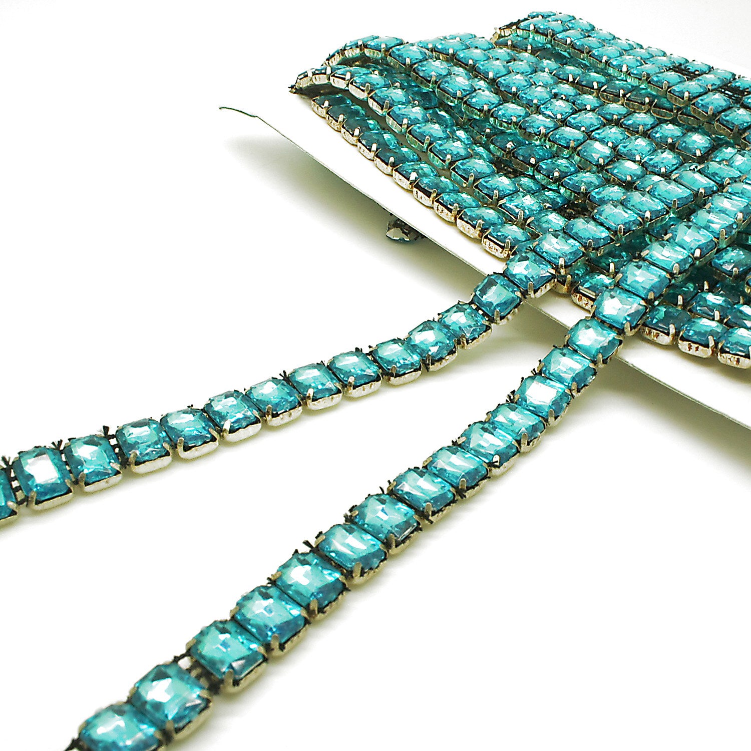 TURQUOISE RHINESTONE TRIM - sarahi.NYC
