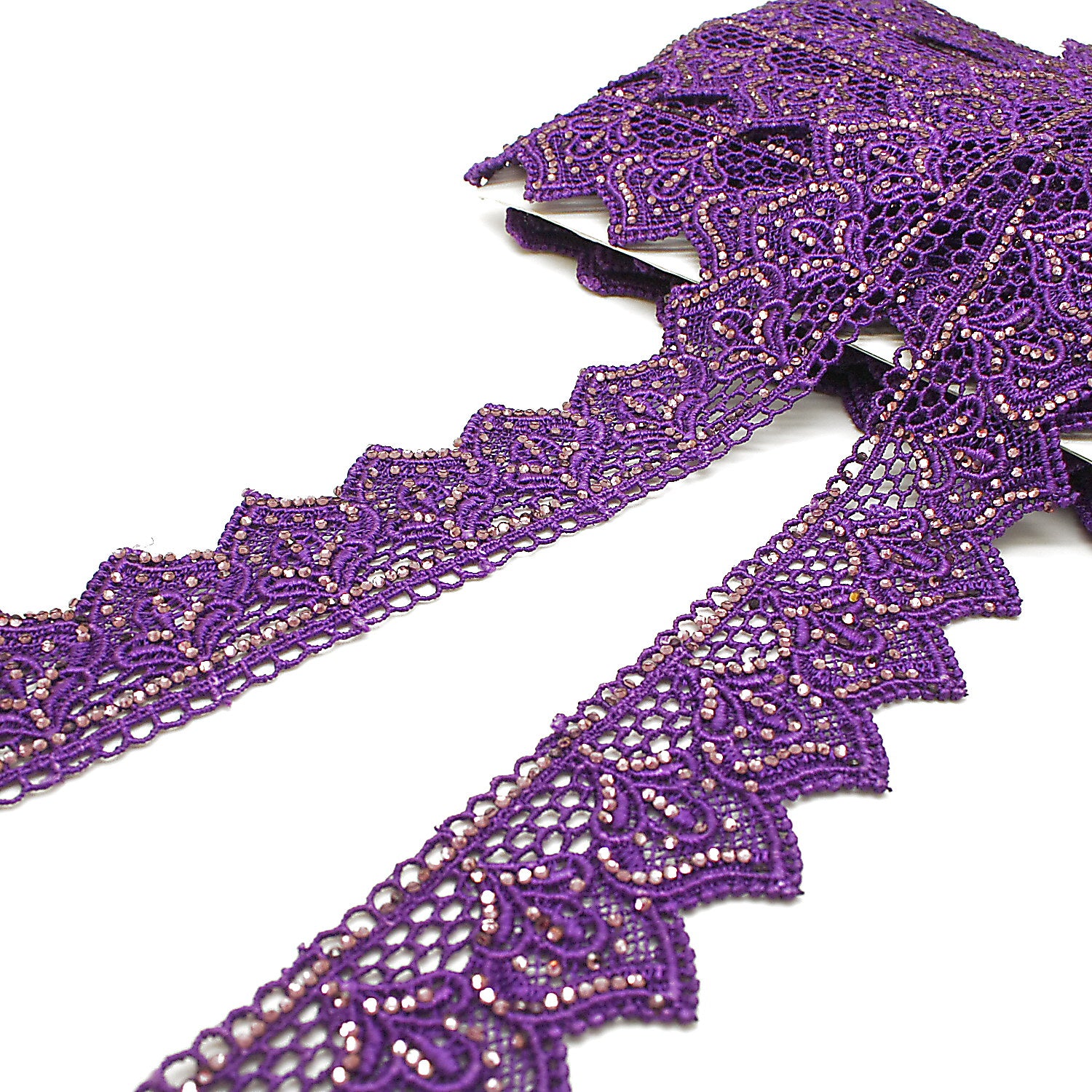 PURPLE RHINESTONE LACE TRIM - sarahi.NYC