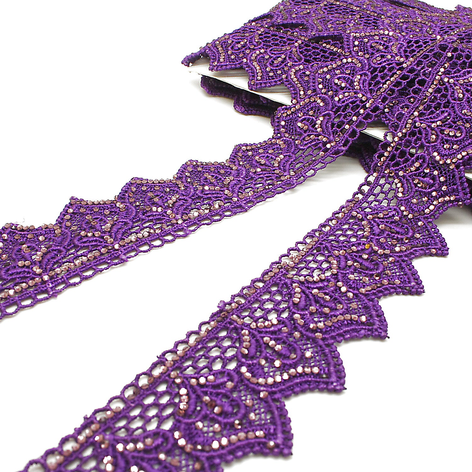 PURPLE RHINESTONE LACE TRIM - sarahi.NYC
