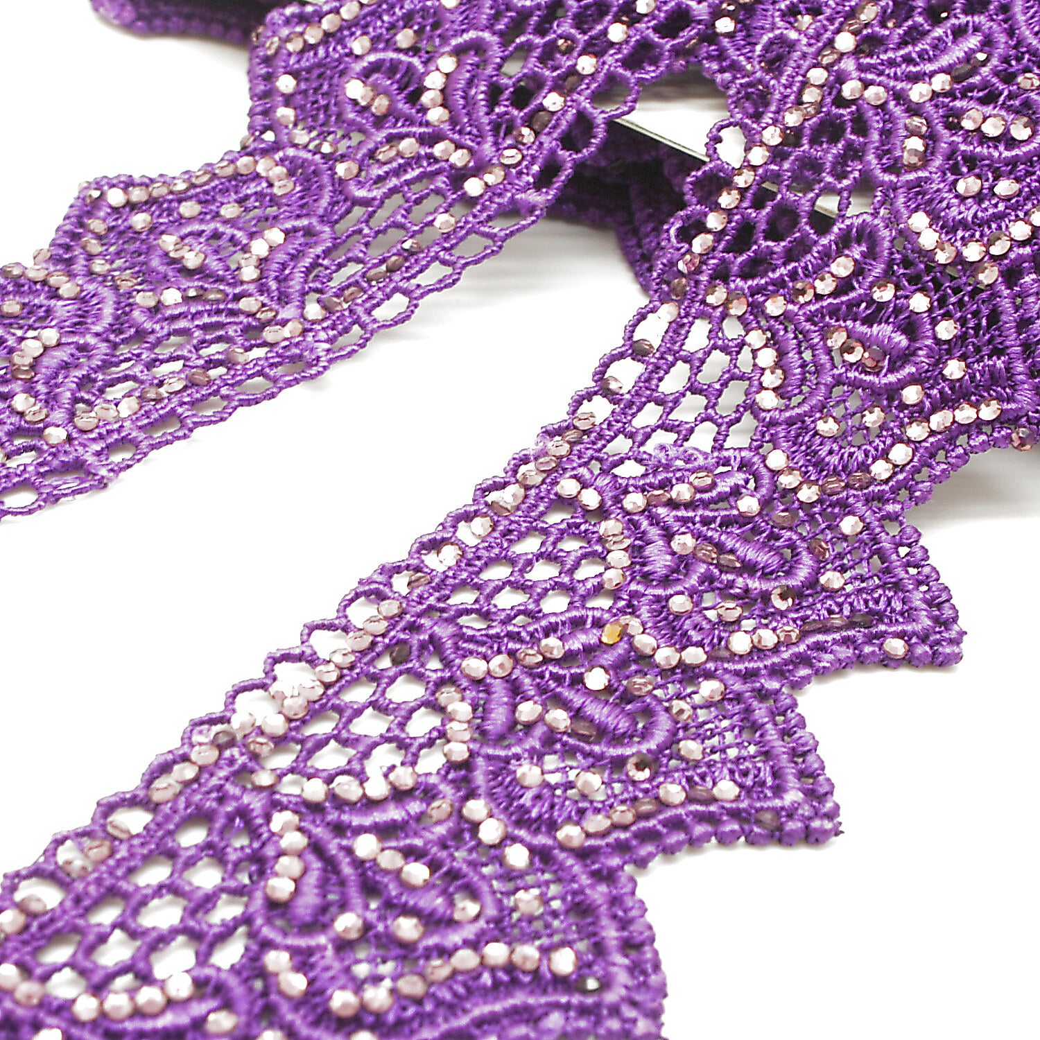 PURPLE RHINESTONE LACE TRIM - sarahi.NYC