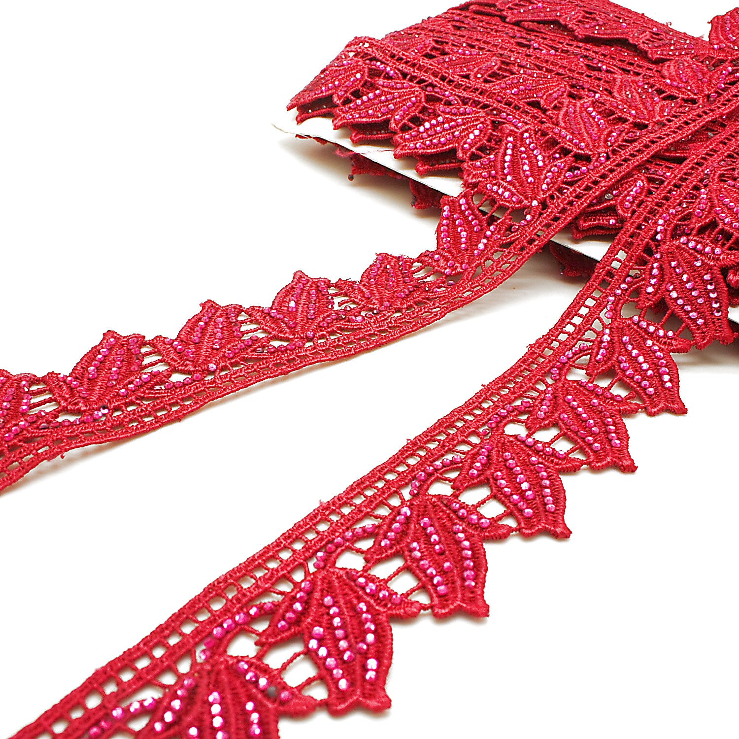 PINK STONE LACE TRIM - sarahi.NYC