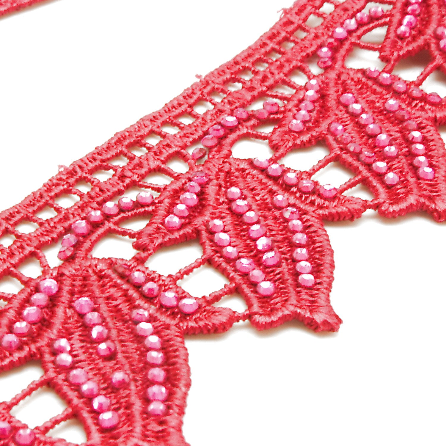 PINK STONE LACE TRIM - sarahi.NYC