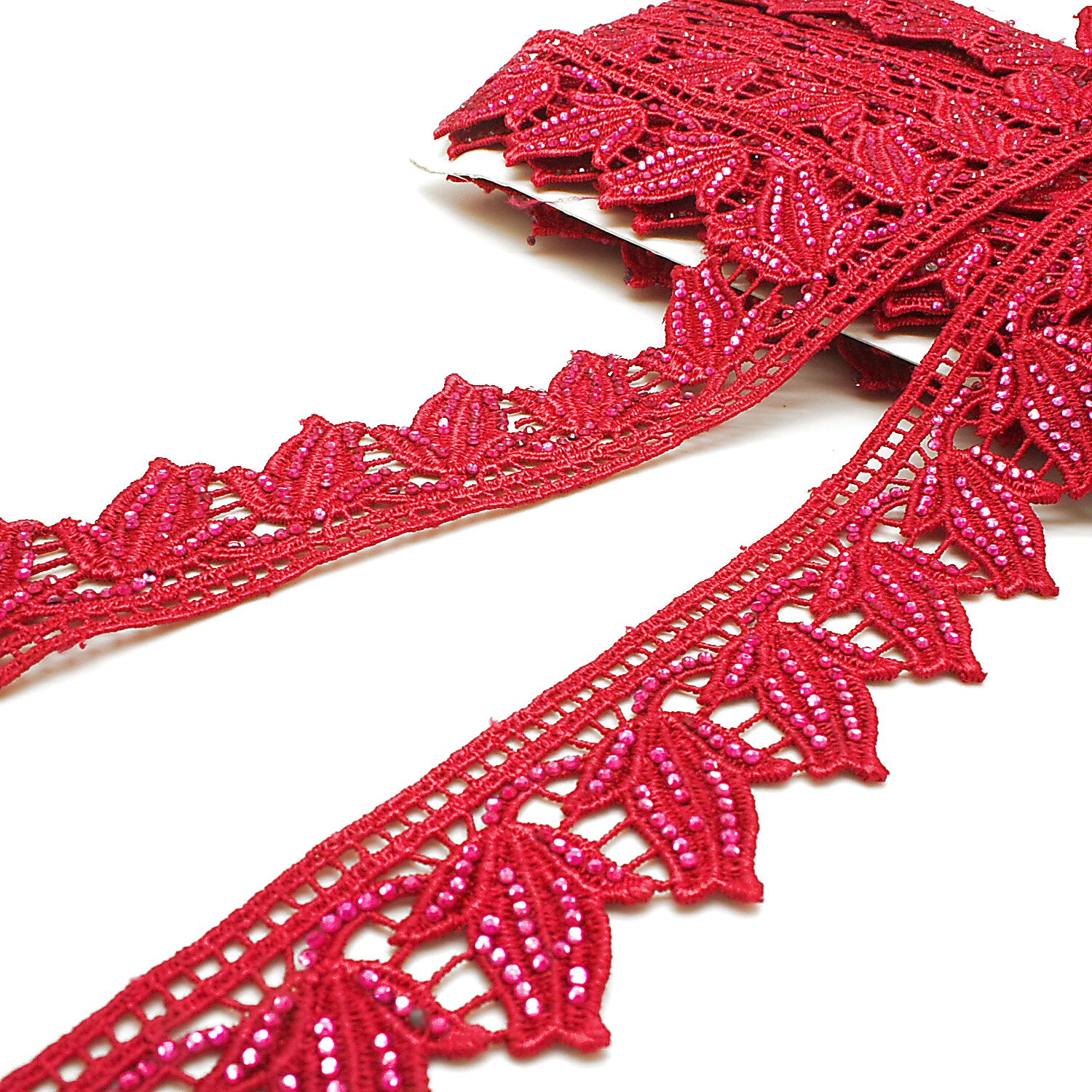 PINK STONE LACE TRIM - sarahi.NYC