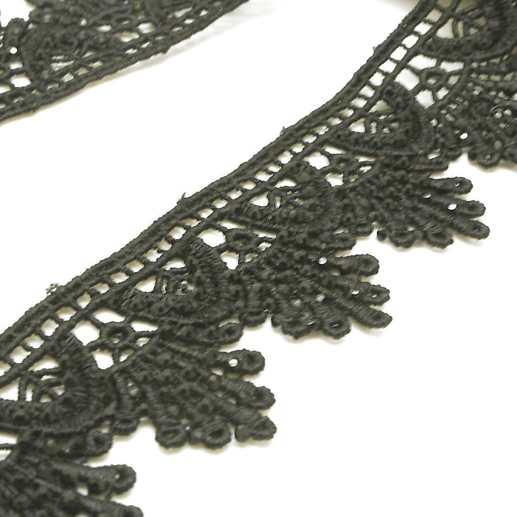 BLACK RHINESTONE LACE TRIM - sarahi.NYC