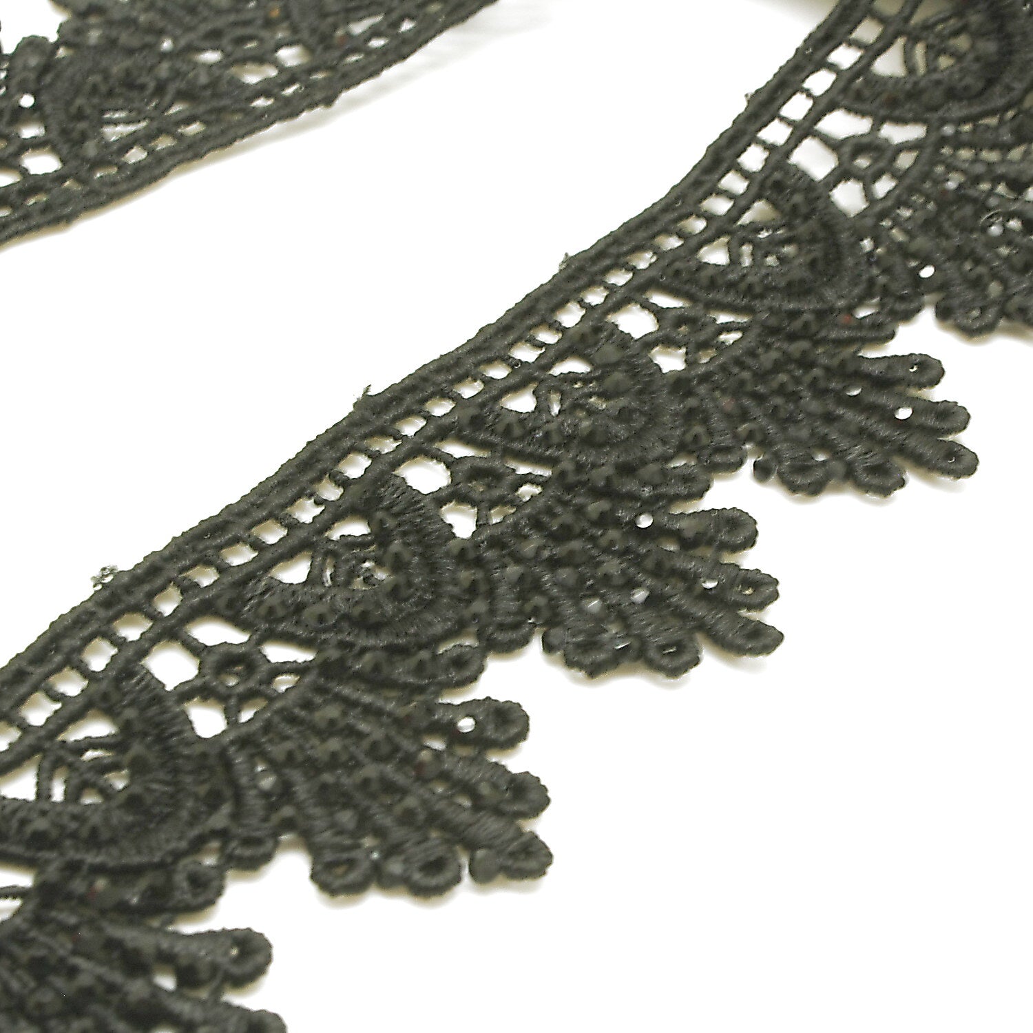 BLACK RHINESTONE LACE TRIM - sarahi.NYC