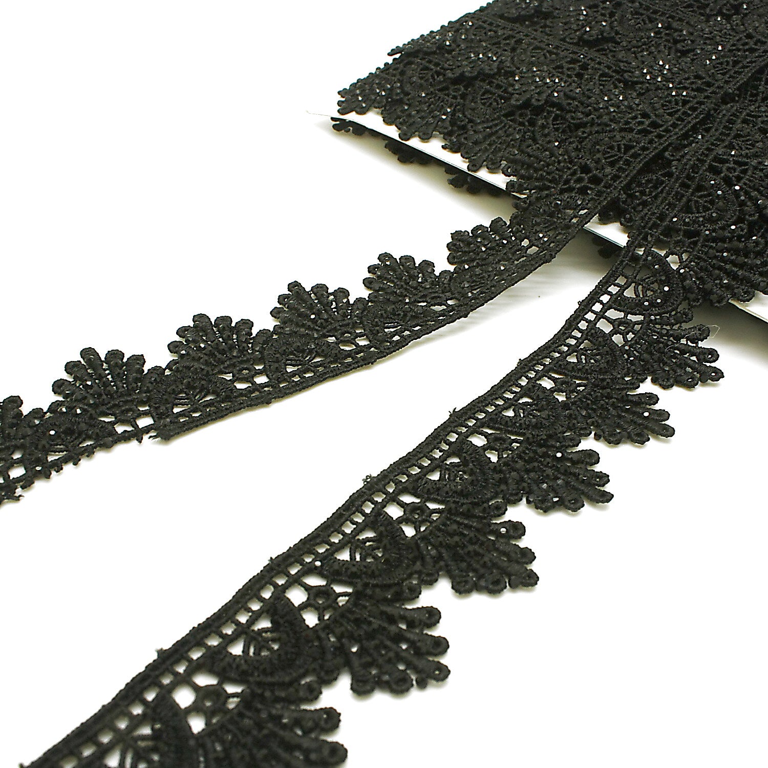 BLACK RHINESTONE LACE TRIM - sarahi.NYC
