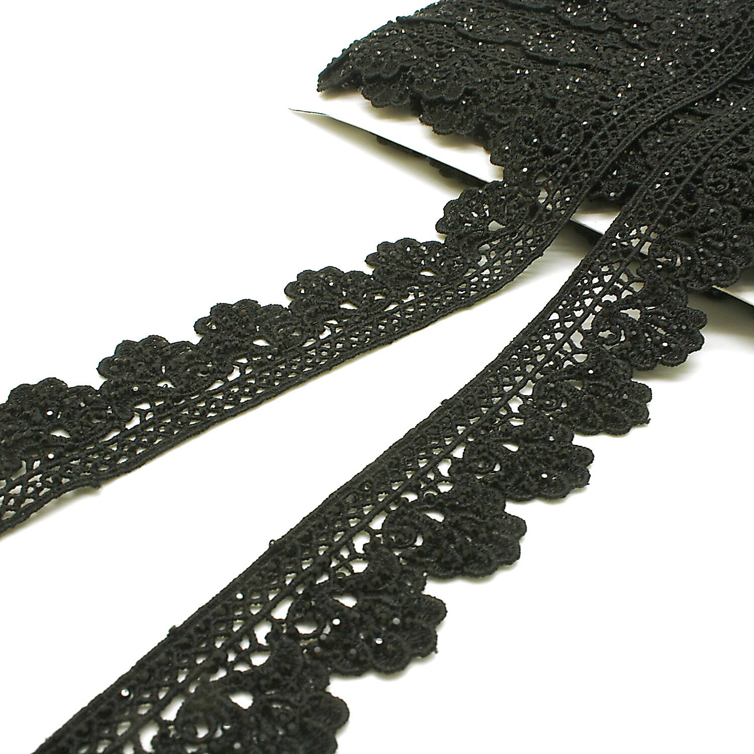 BLACK RHINESTONE LACE TRIM - sarahi.NYC