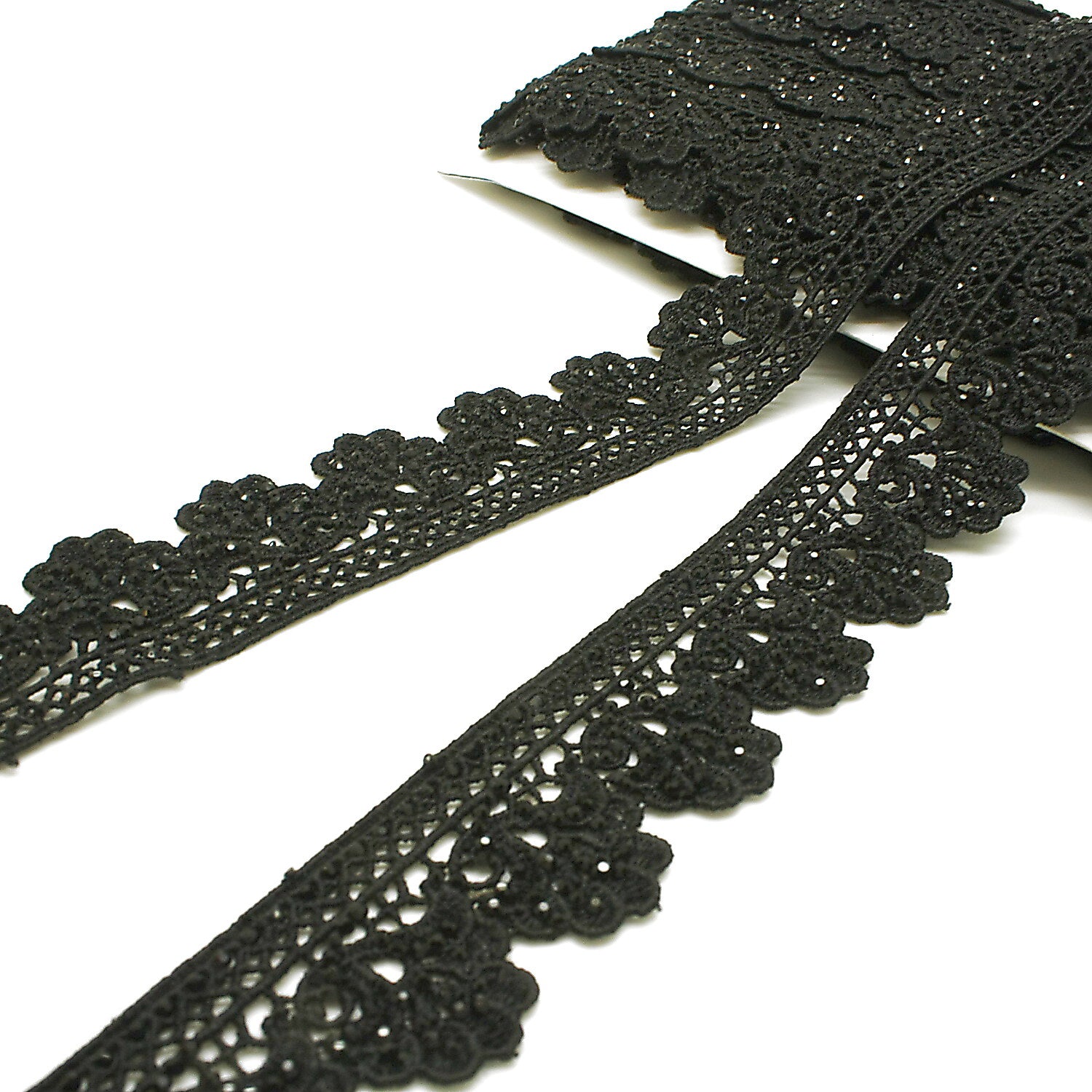 BLACK RHINESTONE LACE TRIM - sarahi.NYC