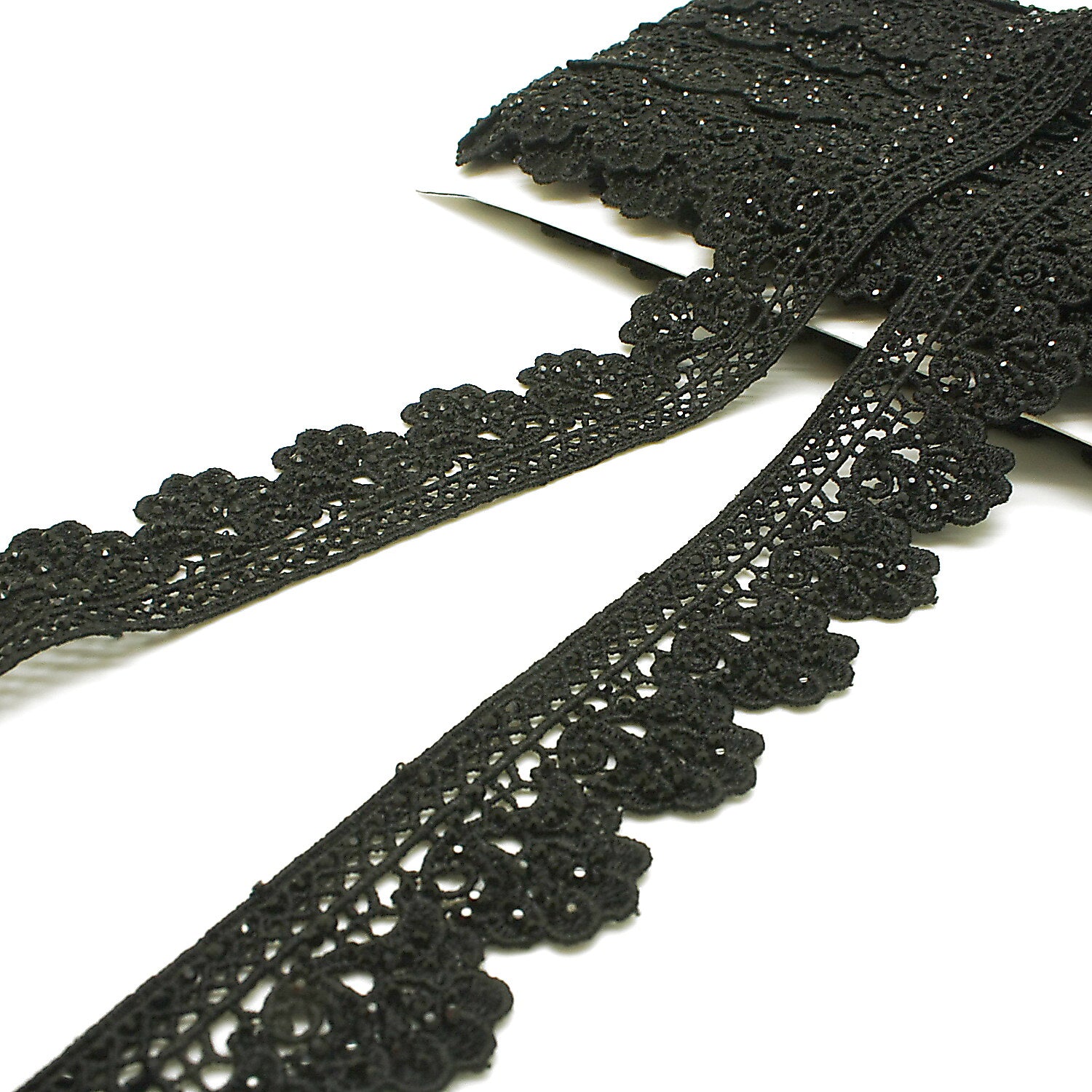 BLACK RHINESTONE LACE TRIM - sarahi.NYC