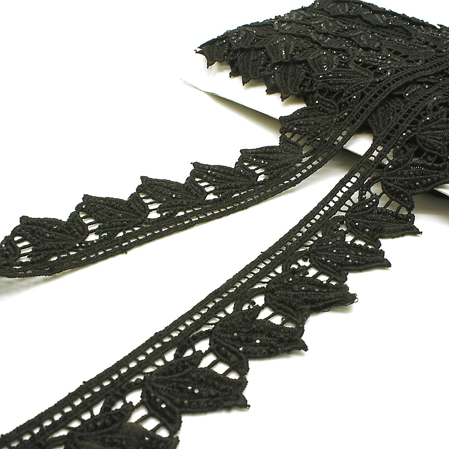 BLACK RHINESTONE LACE TRIM - sarahi.NYC