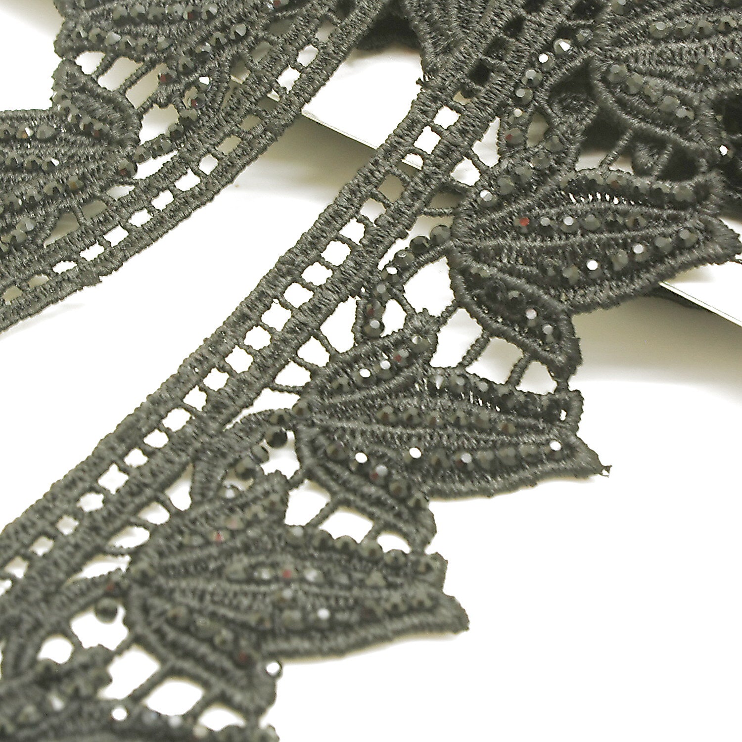 BLACK RHINESTONE LACE TRIM - sarahi.NYC