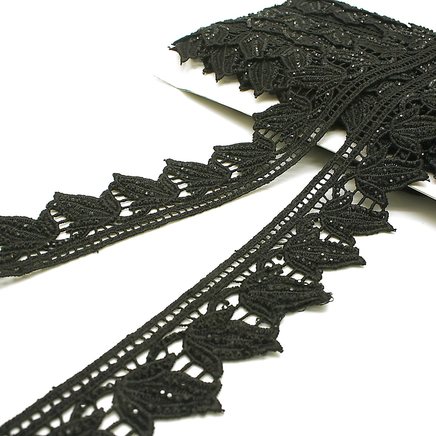BLACK RHINESTONE LACE TRIM - sarahi.NYC