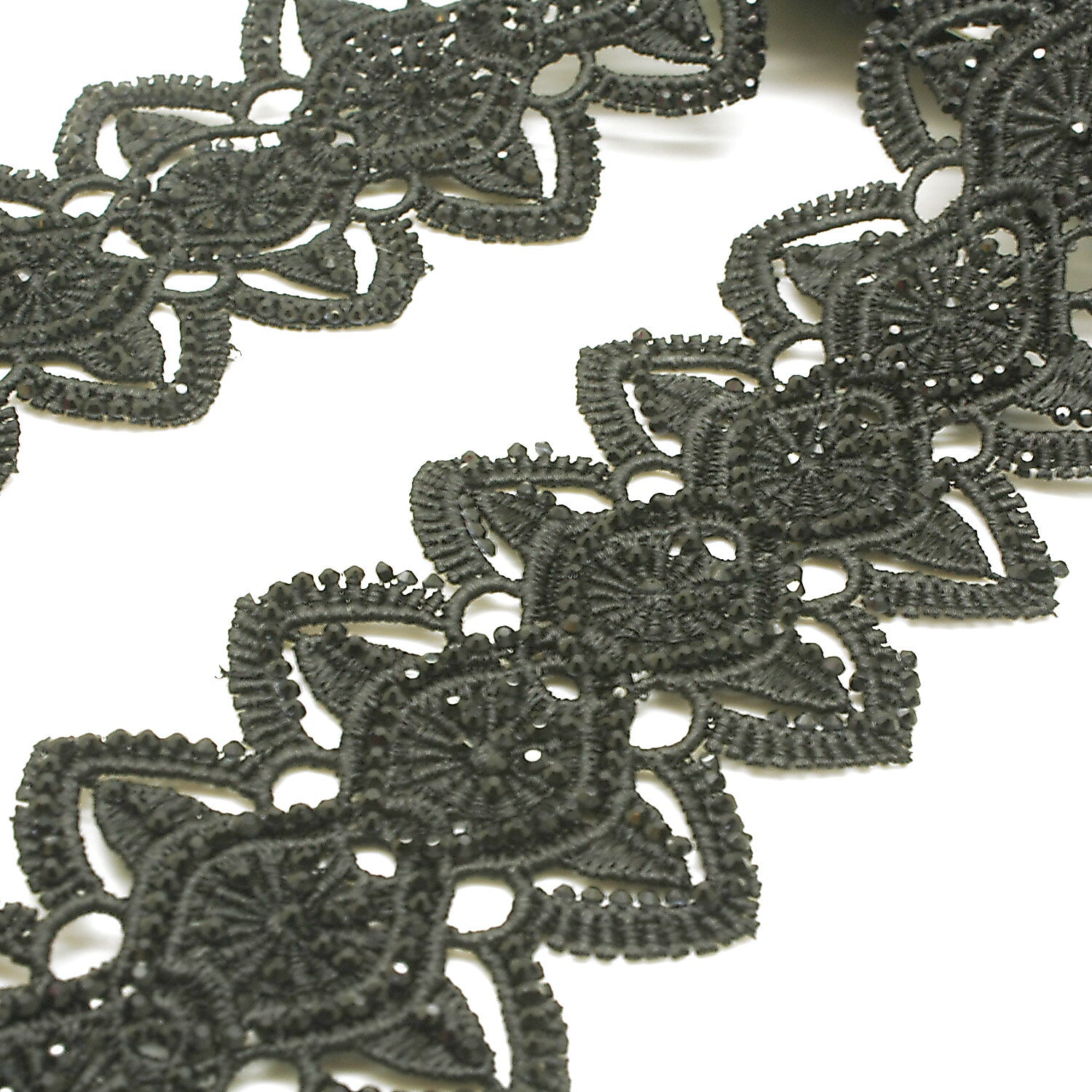 BLACK RHINESTONE LACE TRIM - sarahi.NYC