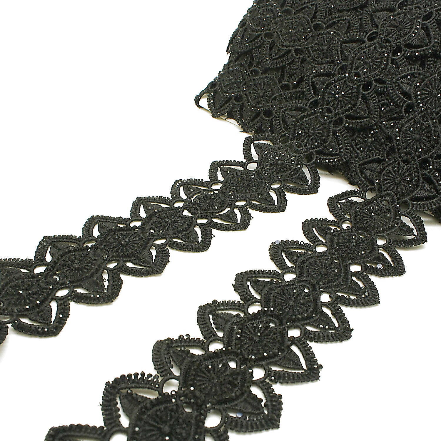 BLACK RHINESTONE LACE TRIM - sarahi.NYC