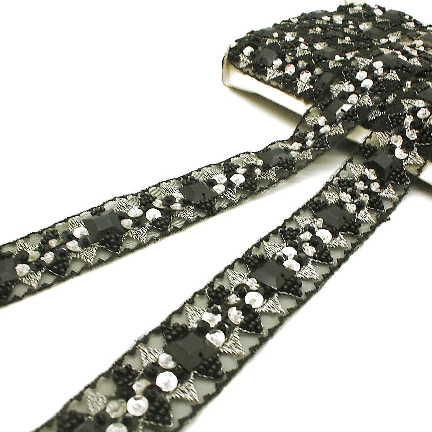 BLACK SILVER RHINESTONE TRIM - sarahi.NYC