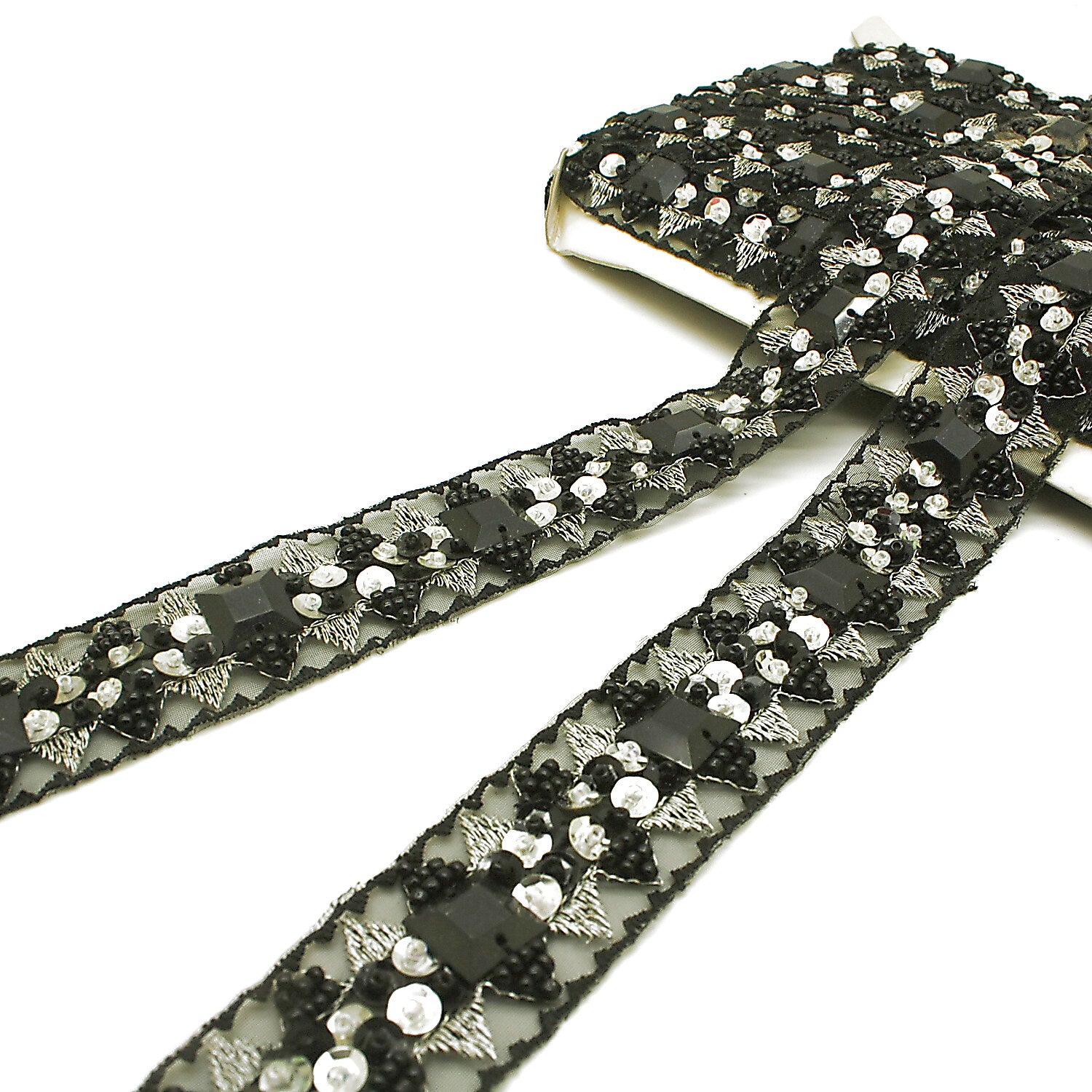 BLACK SILVER RHINESTONE TRIM - sarahi.NYC