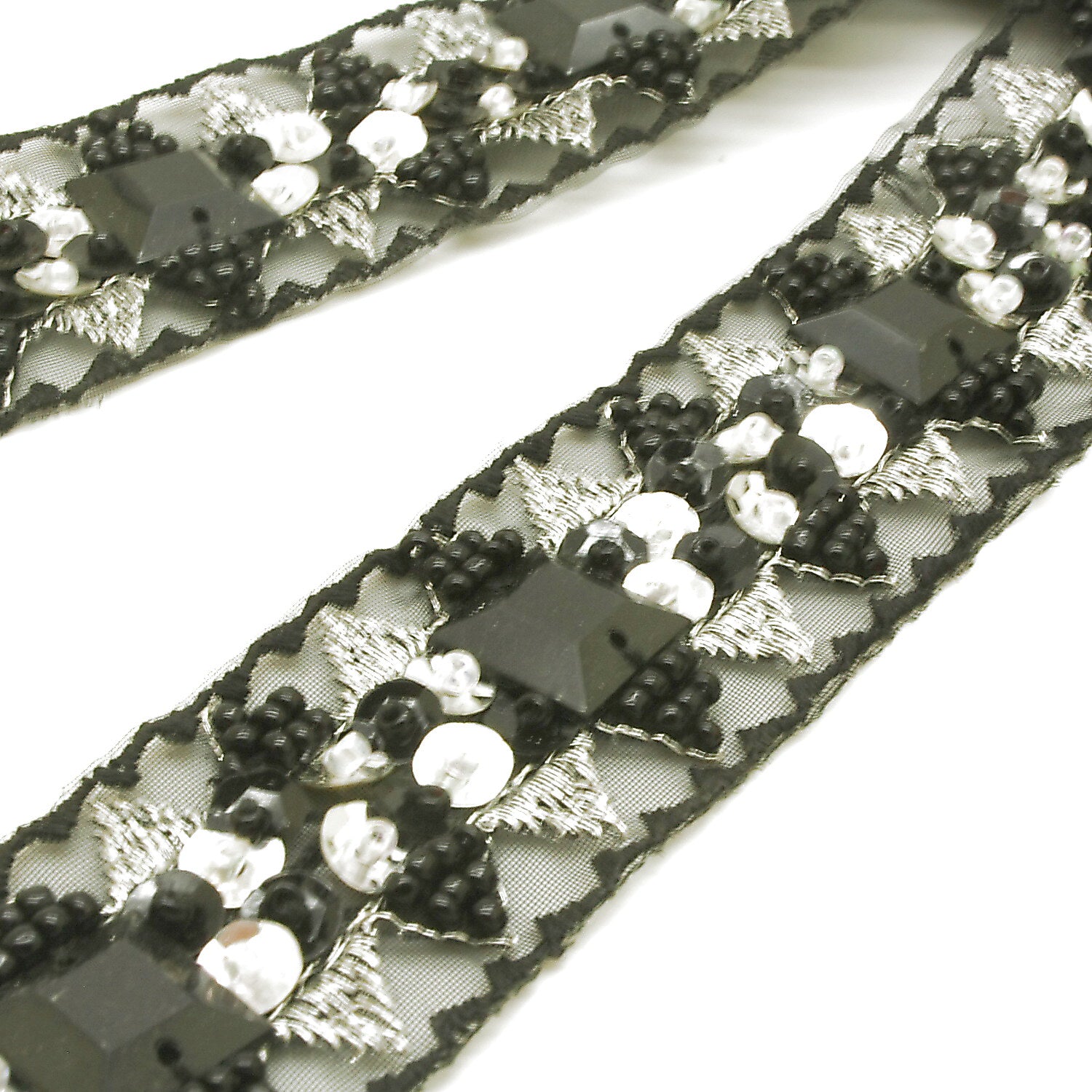 BLACK SILVER RHINESTONE TRIM - sarahi.NYC
