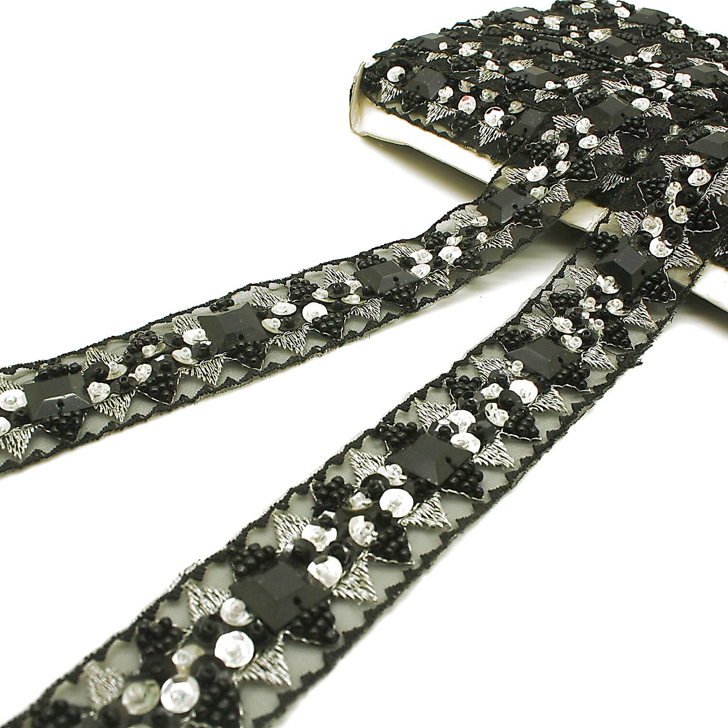BLACK SILVER RHINESTONE TRIM - sarahi.NYC
