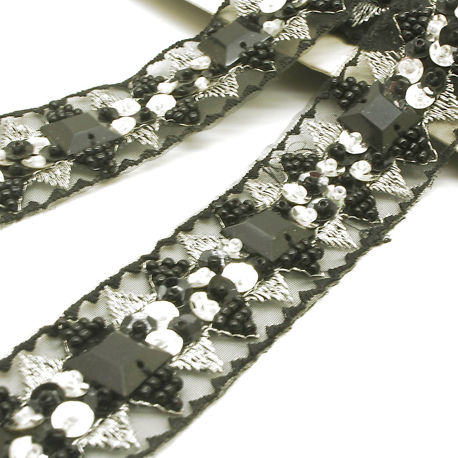 BLACK SILVER RHINESTONE TRIM - sarahi.NYC