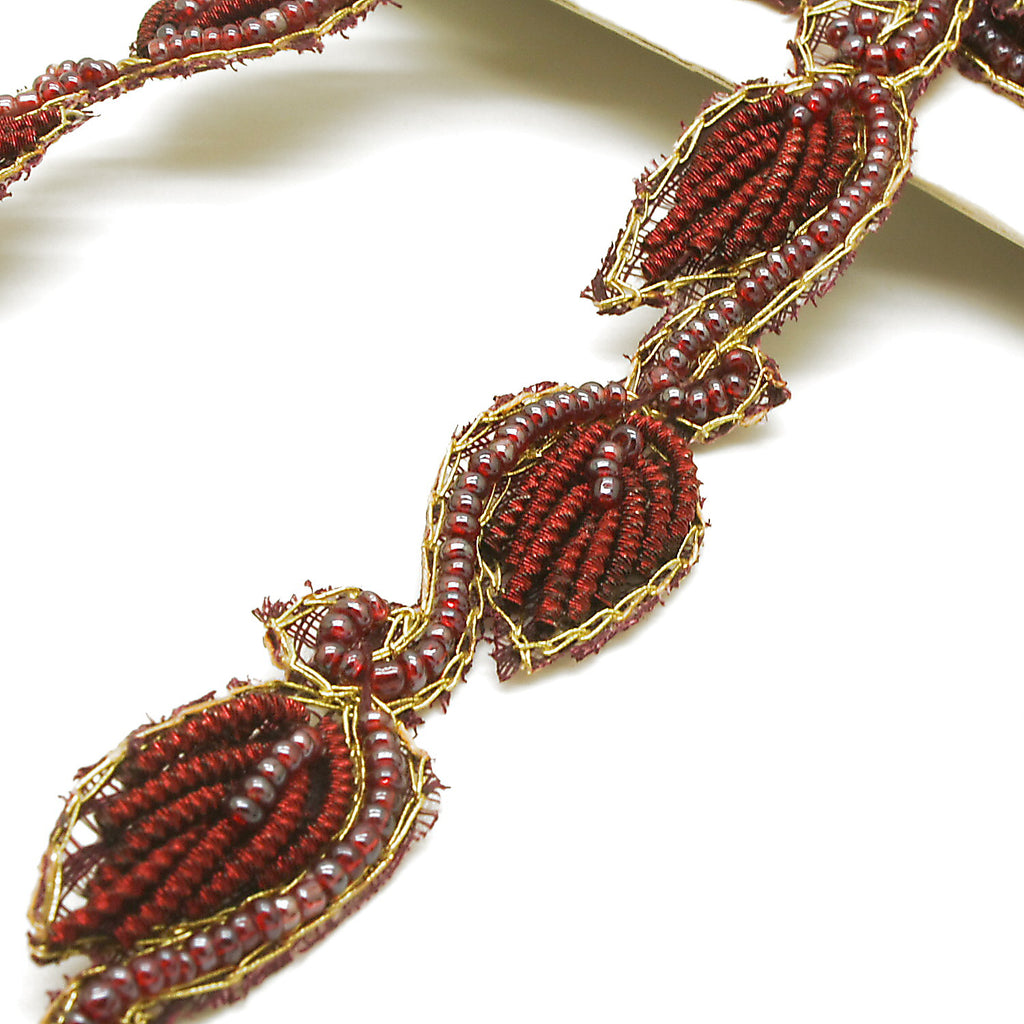 MAROON PAISLEY SEQUIN TRIM - sarahi.NYC
