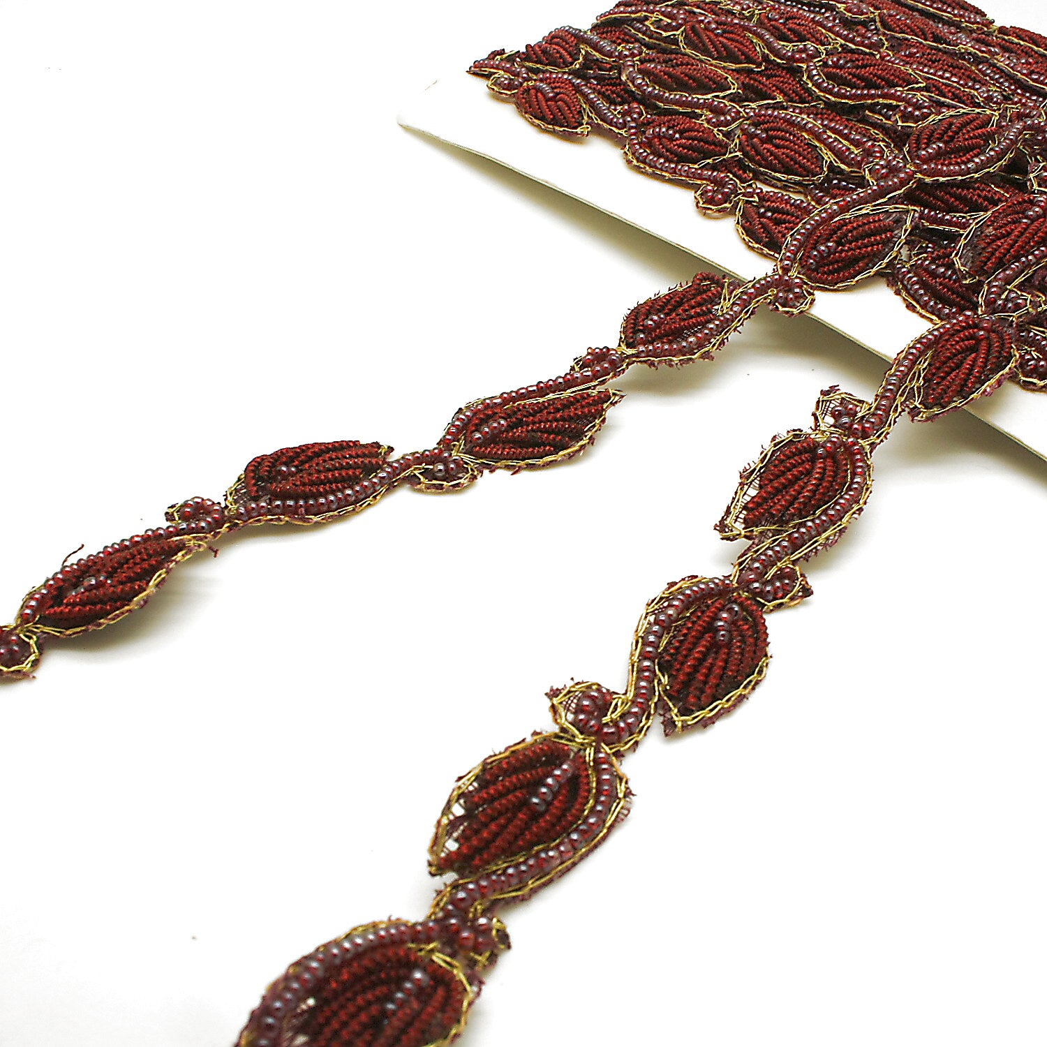 MAROON PAISLEY SEQUIN TRIM - sarahi.NYC