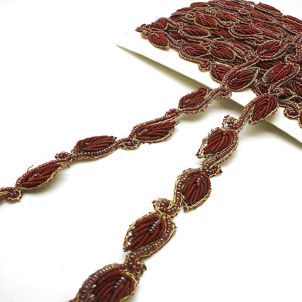 MAROON PAISLEY SEQUIN TRIM - sarahi.NYC