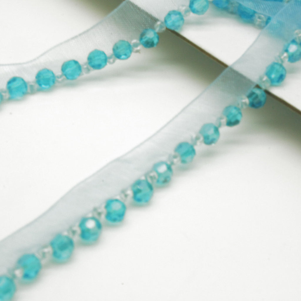 LIGHT BLUE BEADED EDGING TRIM - sarahi.NYC