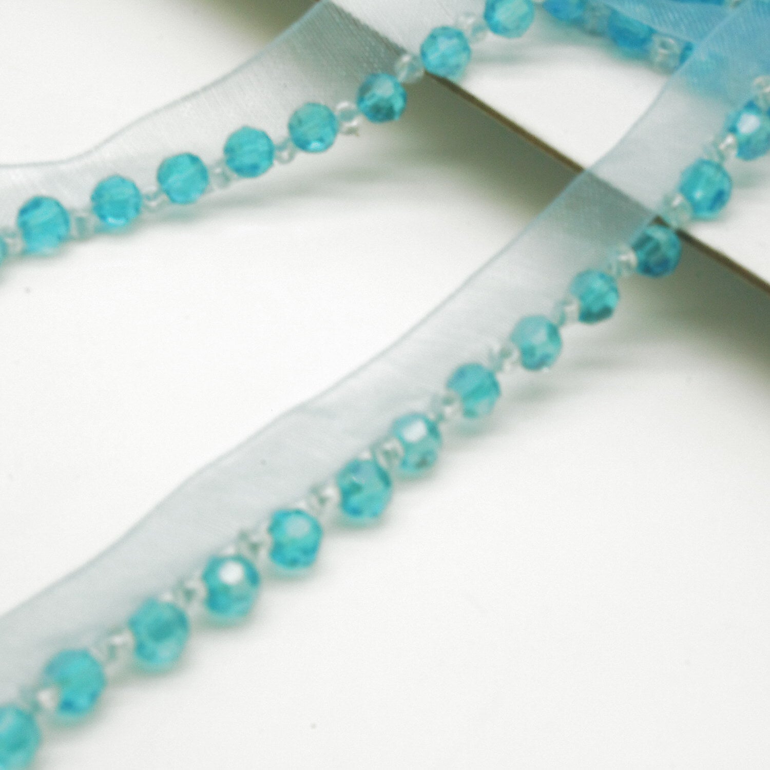 LIGHT BLUE BEADED EDGING TRIM - sarahi.NYC