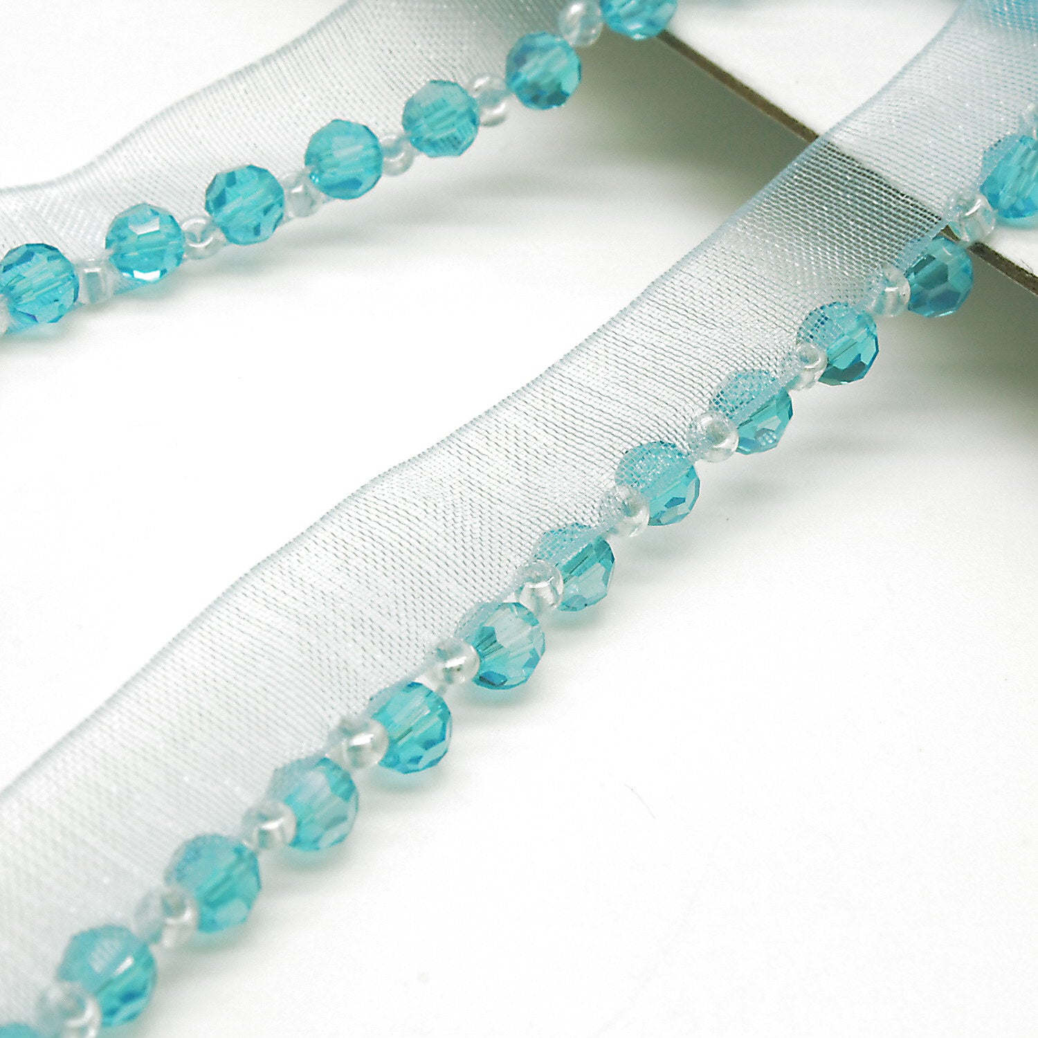 LIGHT BLUE BEADED EDGING TRIM - sarahi.NYC