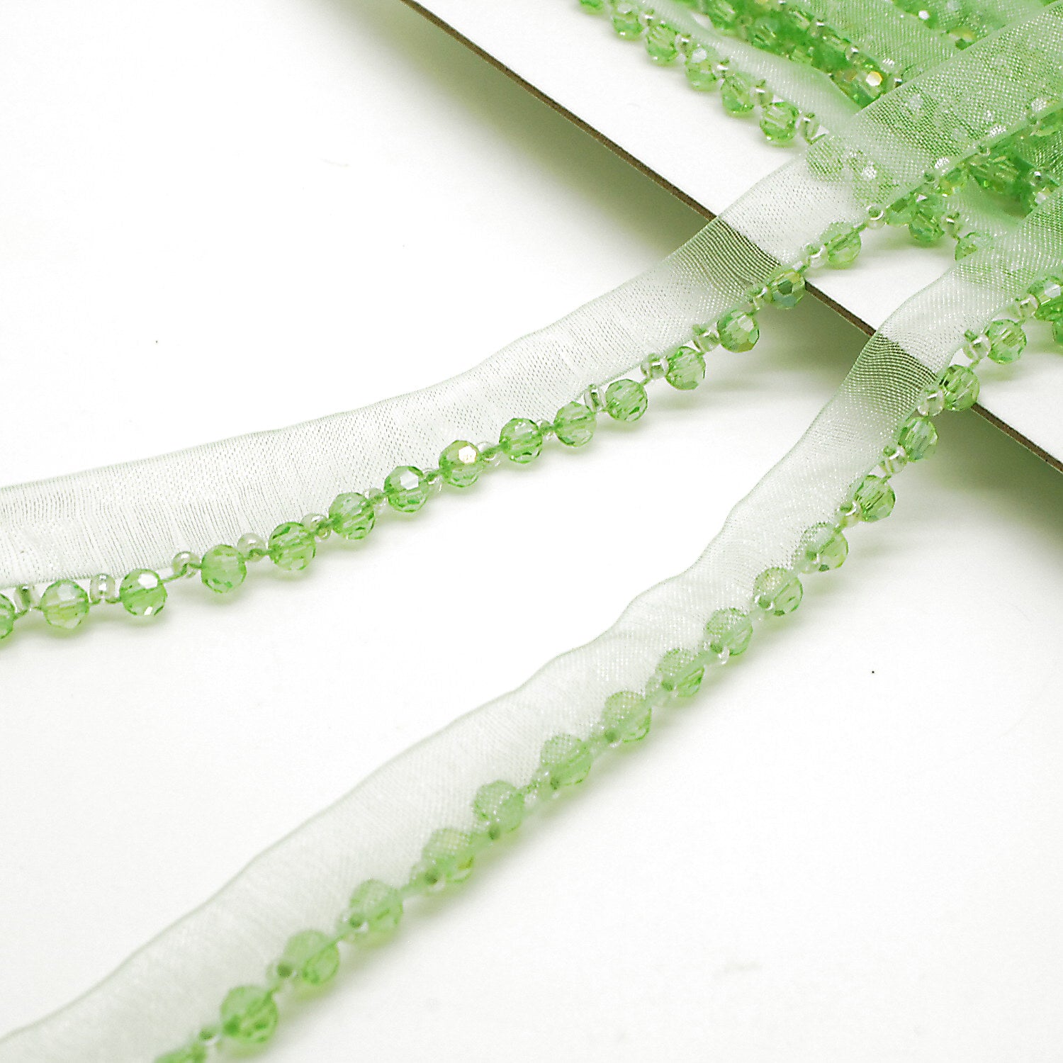 LIGHT GREEN BEADED EDGING TRIM - sarahi.NYC