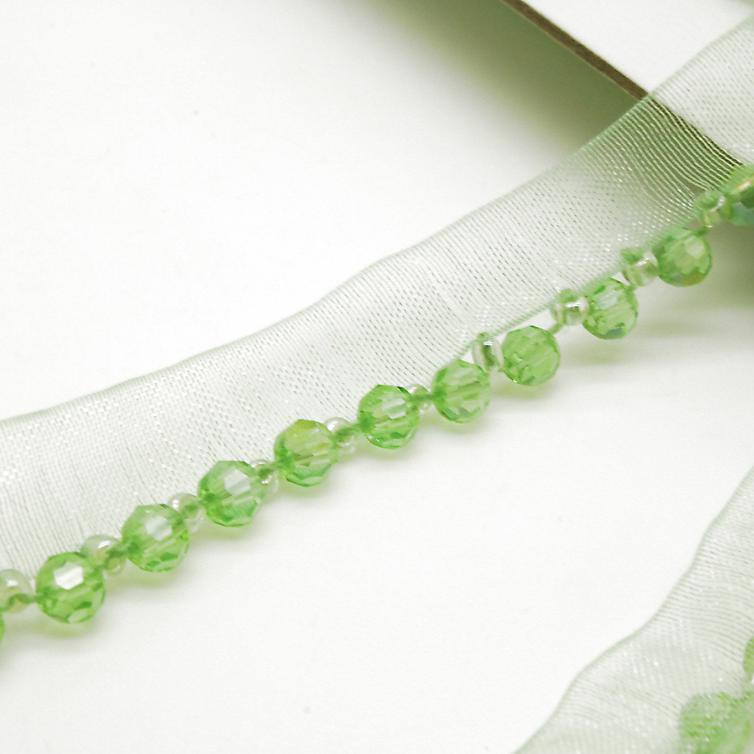 LIGHT GREEN BEADED EDGING TRIM - sarahi.NYC