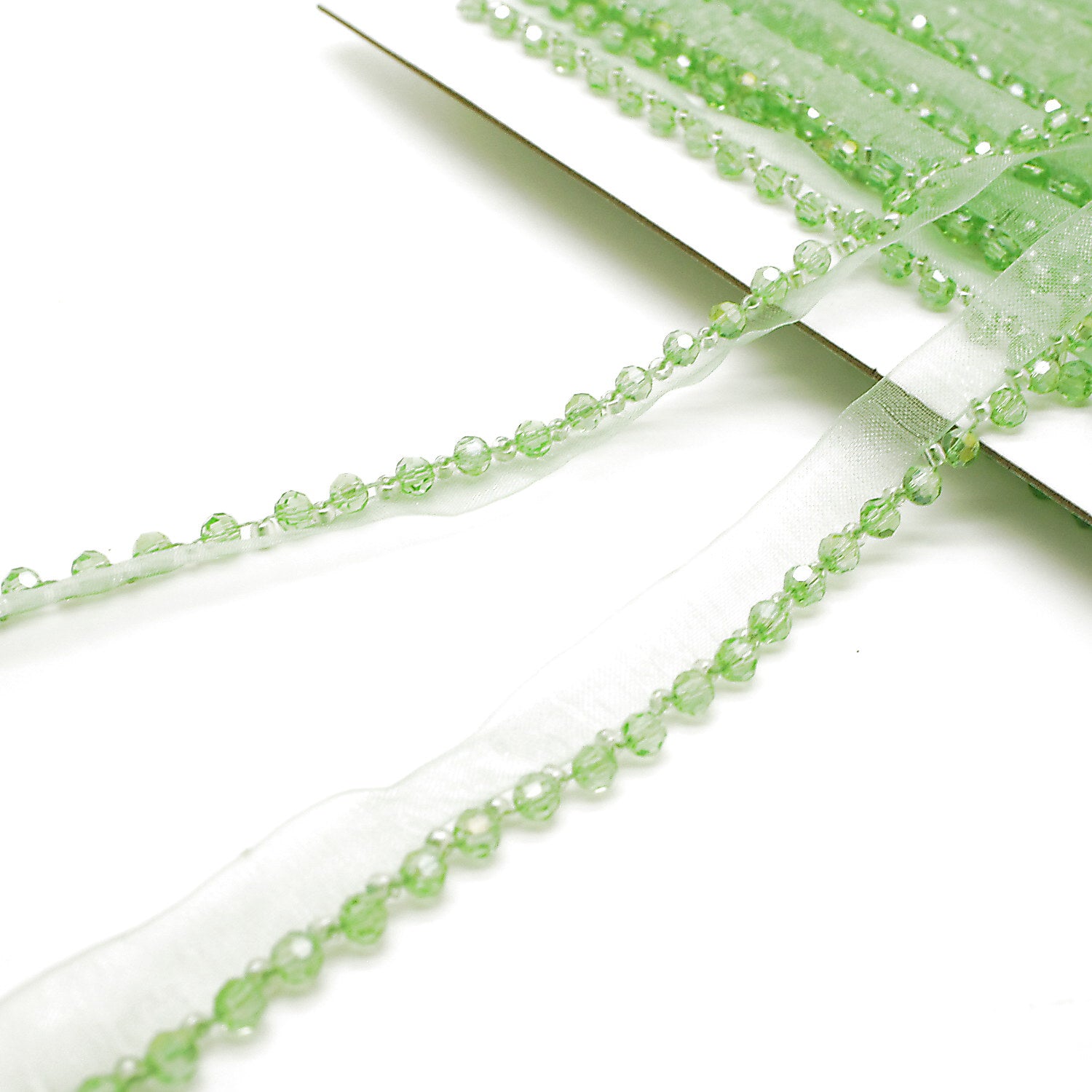 LIGHT GREEN BEADED EDGING TRIM - sarahi.NYC