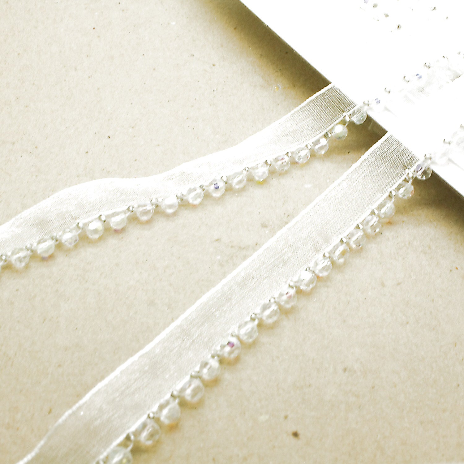IRIDESCENT WHITE BEADED EDGING TRIM - sarahi.NYC