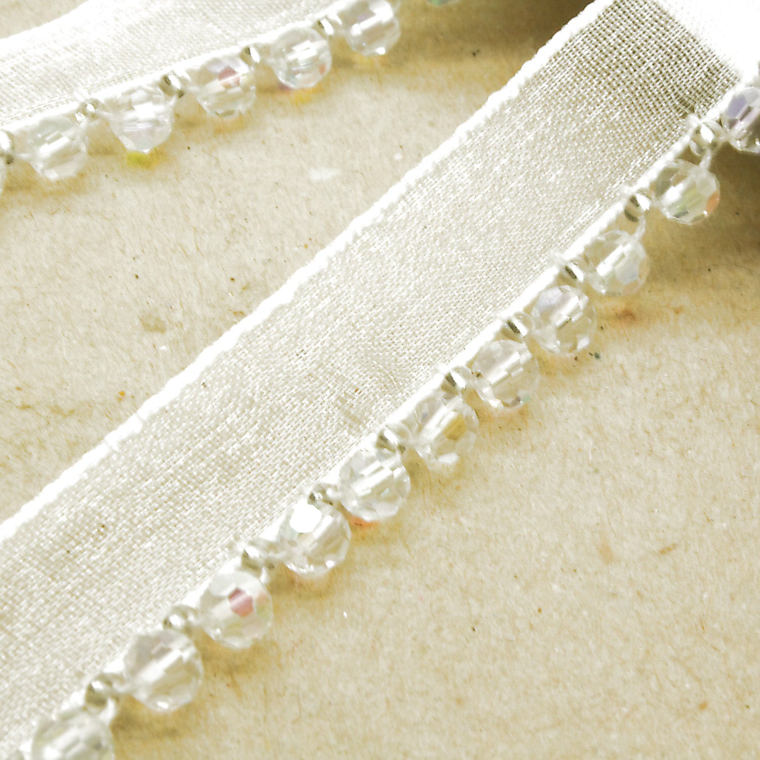 IRIDESCENT WHITE BEADED EDGING TRIM - sarahi.NYC