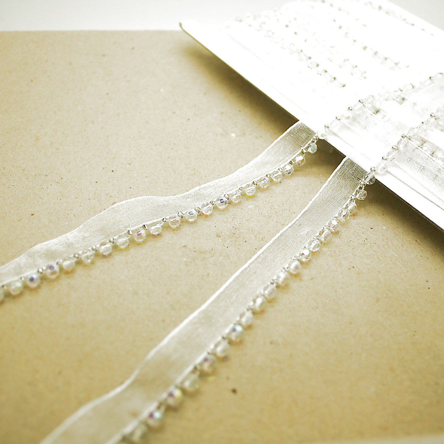 IRIDESCENT WHITE BEADED EDGING TRIM - sarahi.NYC
