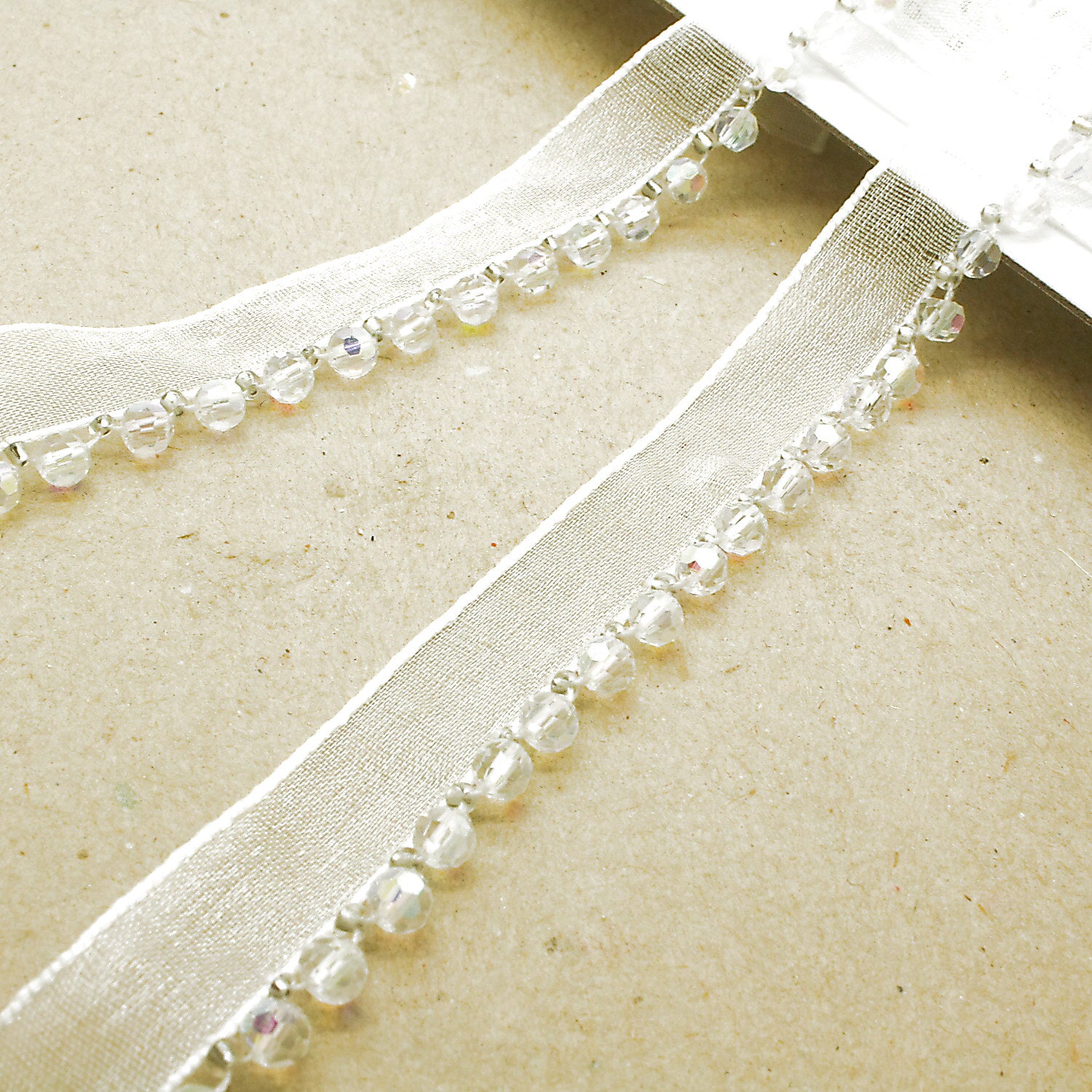 IRIDESCENT WHITE BEADED EDGING TRIM - sarahi.NYC