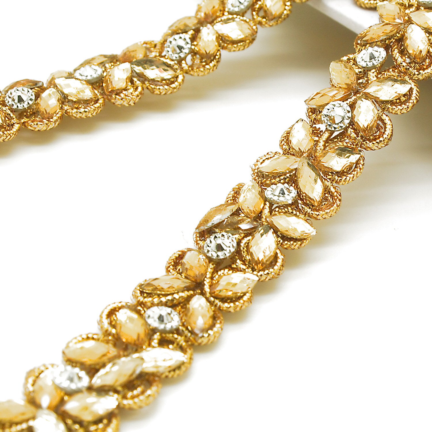 GOLD INTRICATE FLORAL RHINESTONE TRIM - sarahi.NYC