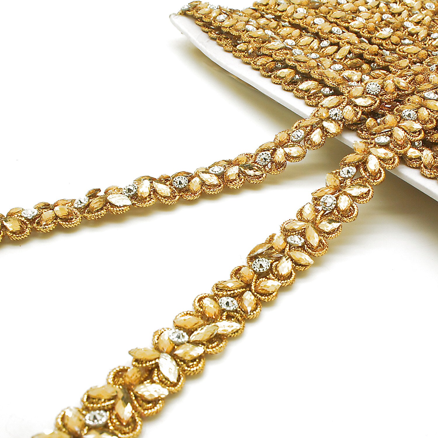 GOLD INTRICATE FLORAL RHINESTONE TRIM - sarahi.NYC