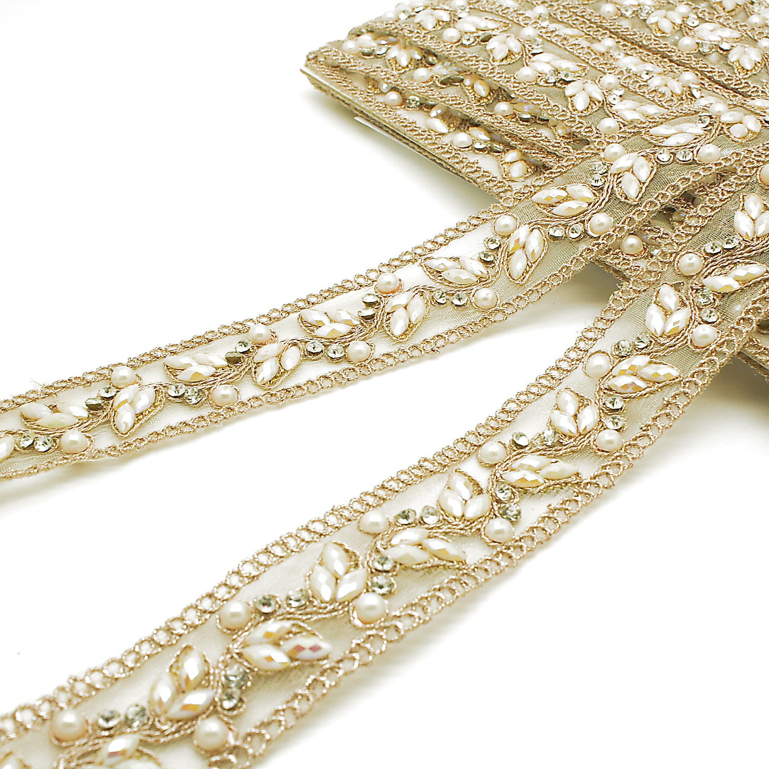 ROSE GOLD WHITE STONE TRIM - sarahi.NYC
