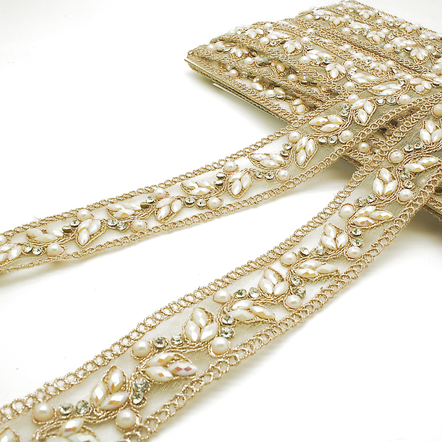 ROSE GOLD WHITE STONE TRIM - sarahi.NYC