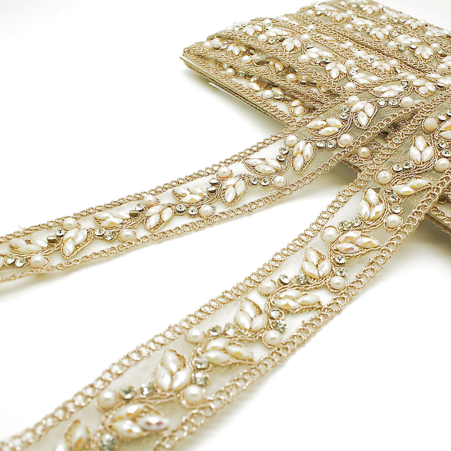 ROSE GOLD WHITE STONE TRIM - sarahi.NYC