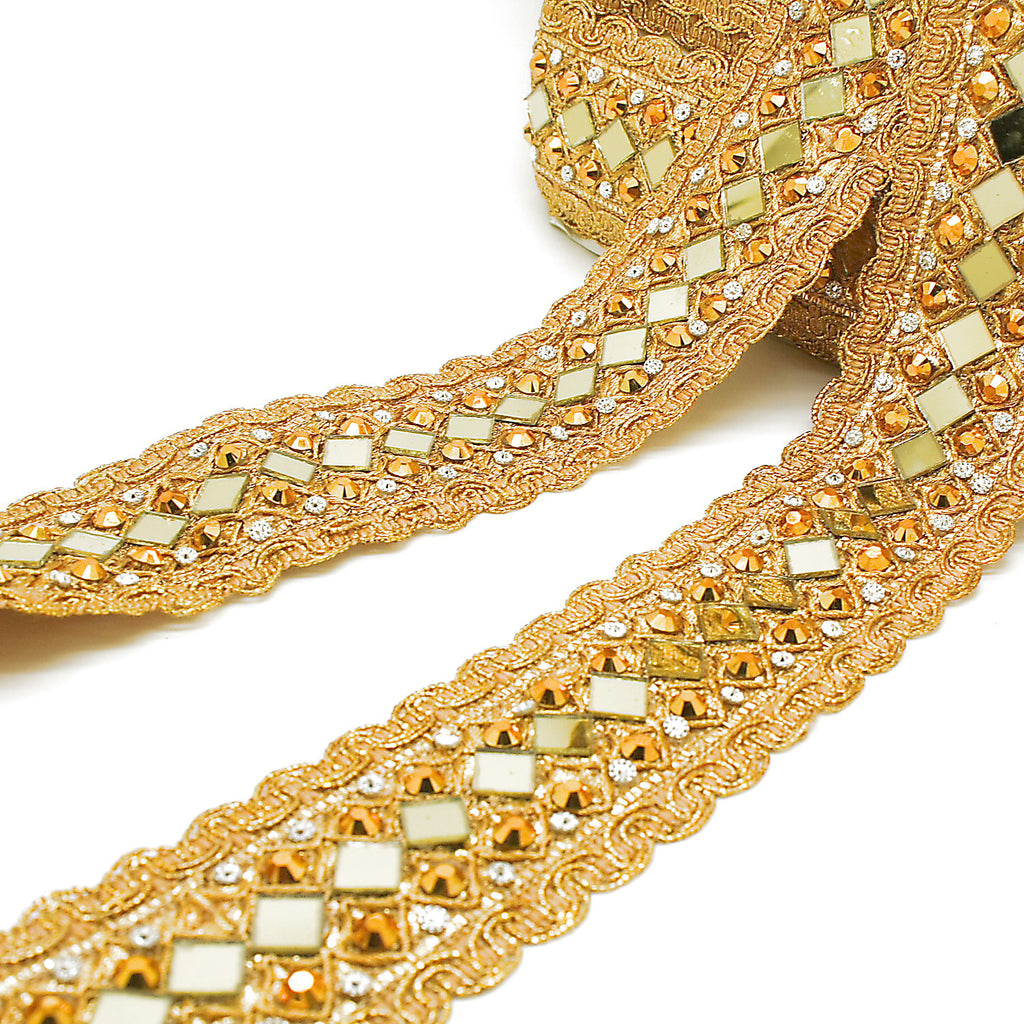 GOLD MIRROR RHINESTONE TRIM - sarahi.NYC