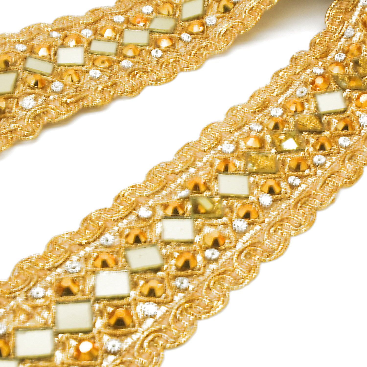 GOLD MIRROR RHINESTONE TRIM - sarahi.NYC