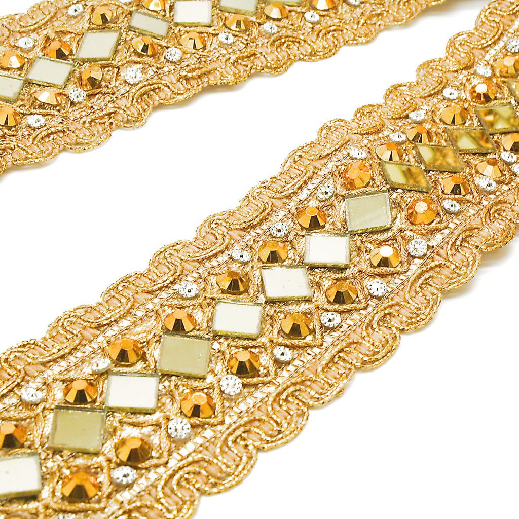 GOLD MIRROR RHINESTONE TRIM - sarahi.NYC