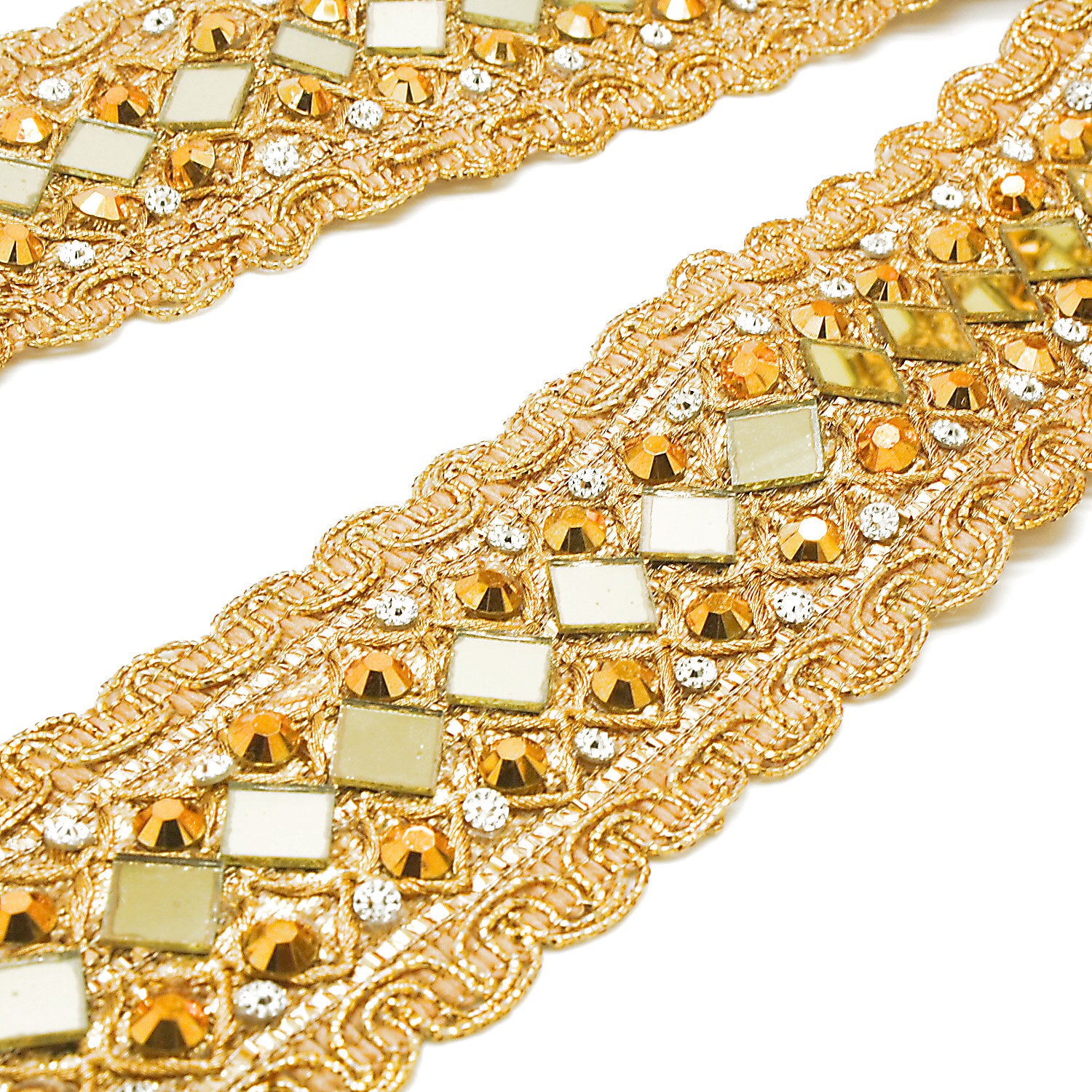 GOLD MIRROR RHINESTONE TRIM - sarahi.NYC