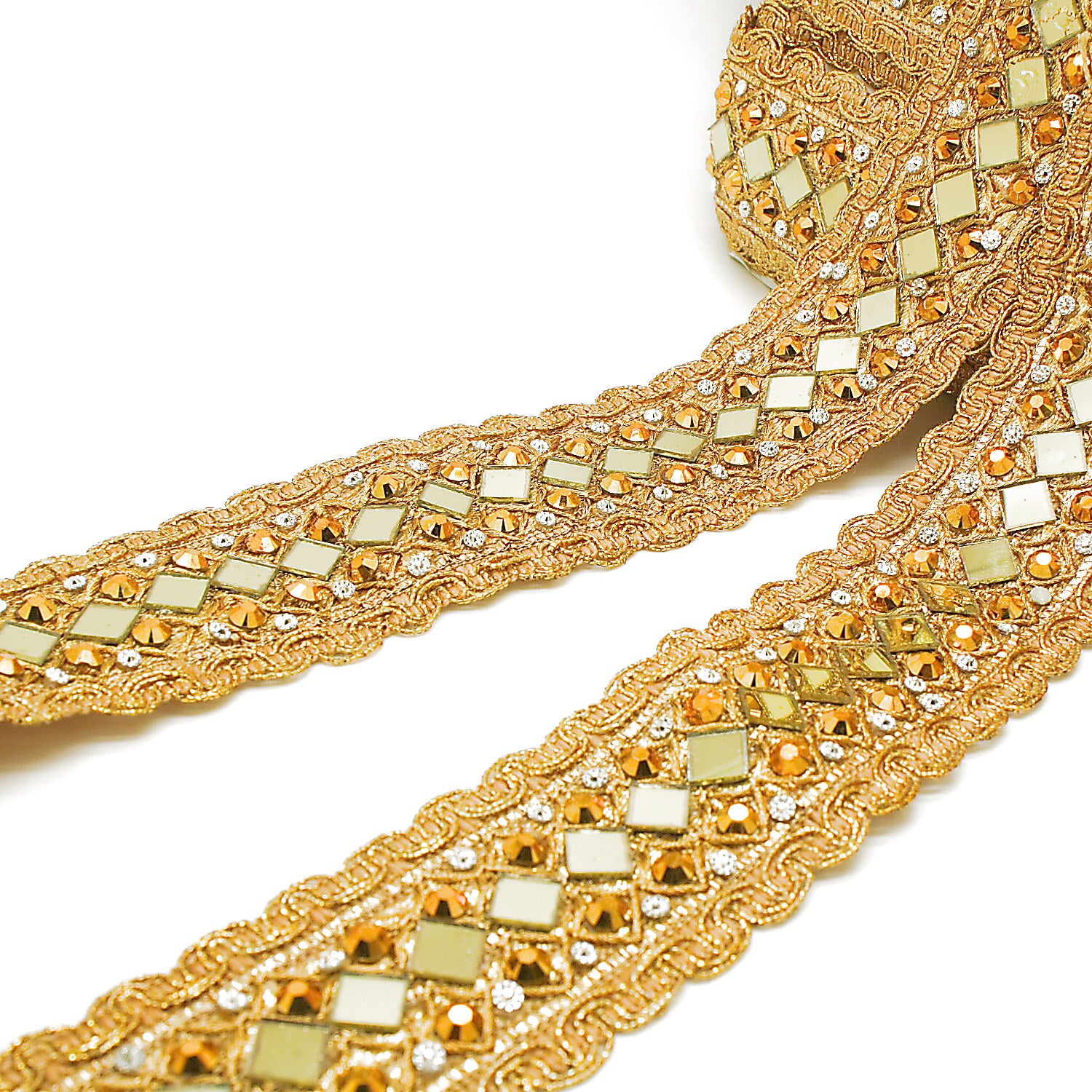 GOLD MIRROR RHINESTONE TRIM - sarahi.NYC